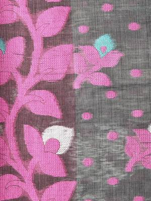 Grey Hand Woven Cotton Jamdani Sarees Without Blouse 4