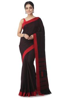 black hand woven pure cotton handloom sarees