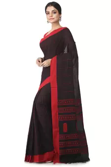 black hand woven pure cotton handloom sarees