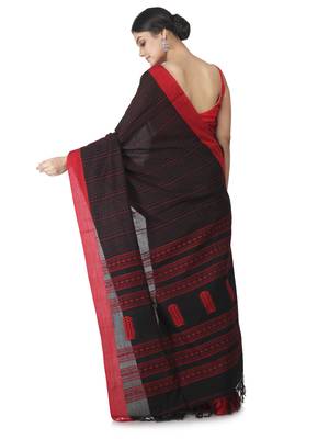 black hand woven pure cotton handloom sarees 3