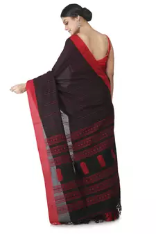 black hand woven pure cotton handloom sarees