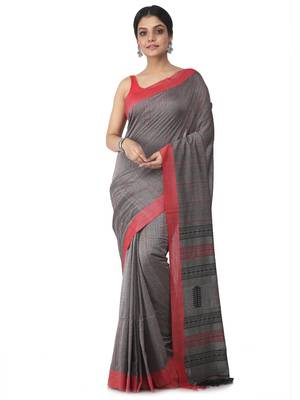 grey hand woven pure cotton handloom sarees 1