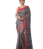 grey hand woven pure cotton handloom sarees