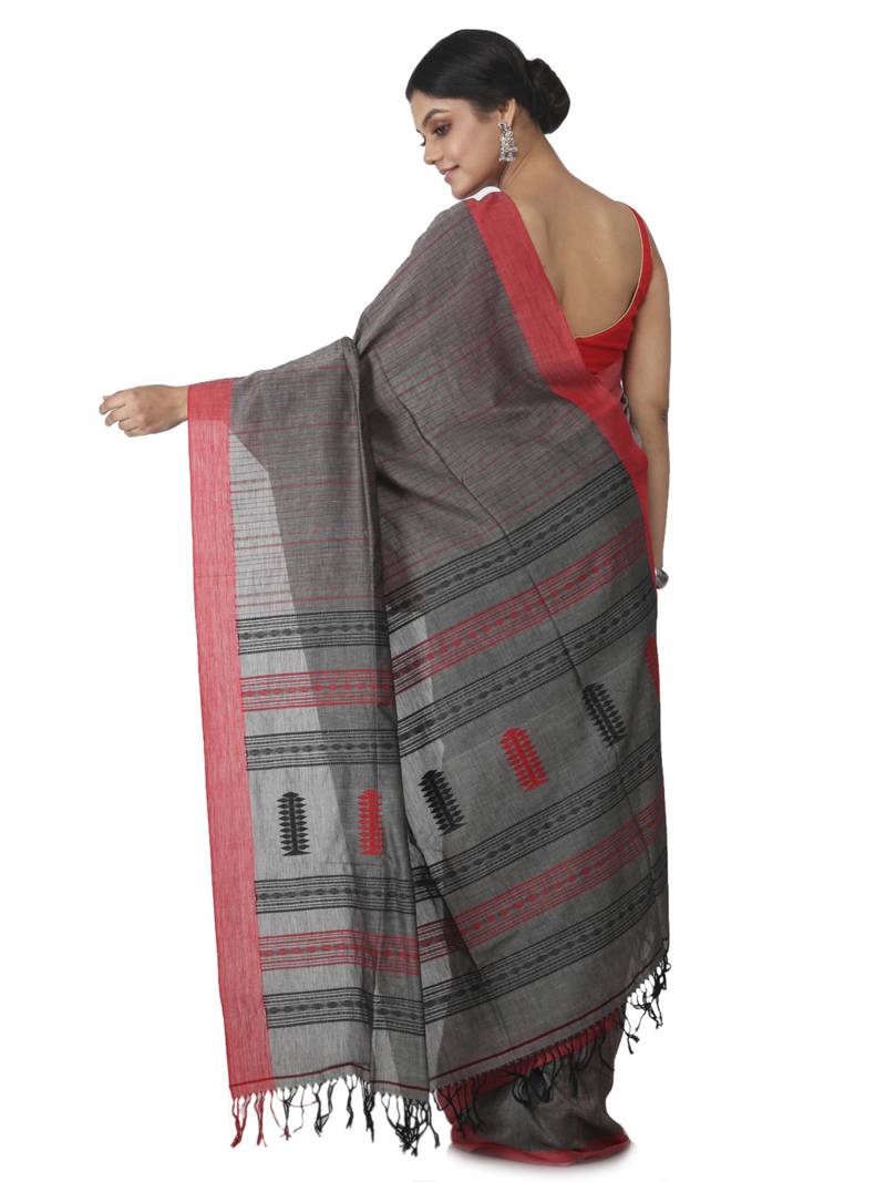 grey hand woven pure cotton handloom sarees
