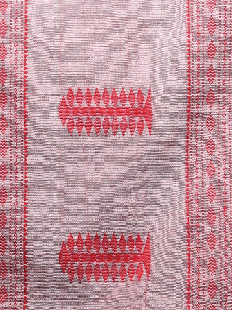 light red hand woven pure cotton handloom sarees