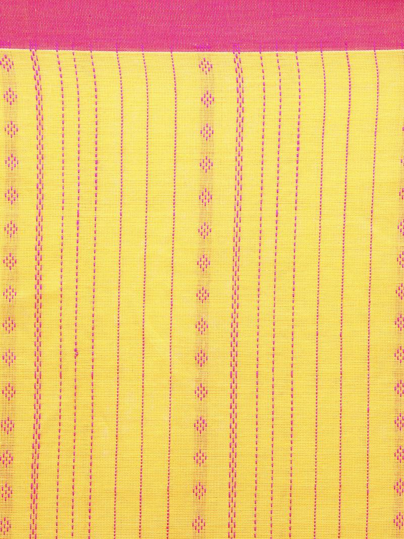yellow hand woven pure cotton handloom sarees