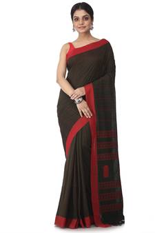 dark green hand woven pure cotton handloom sarees