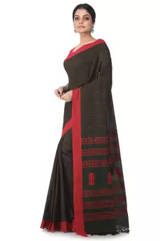 dark green hand woven pure cotton handloom sarees