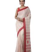 beige hand woven pure cotton handloom sarees