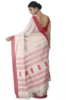 beige hand woven pure cotton handloom sarees