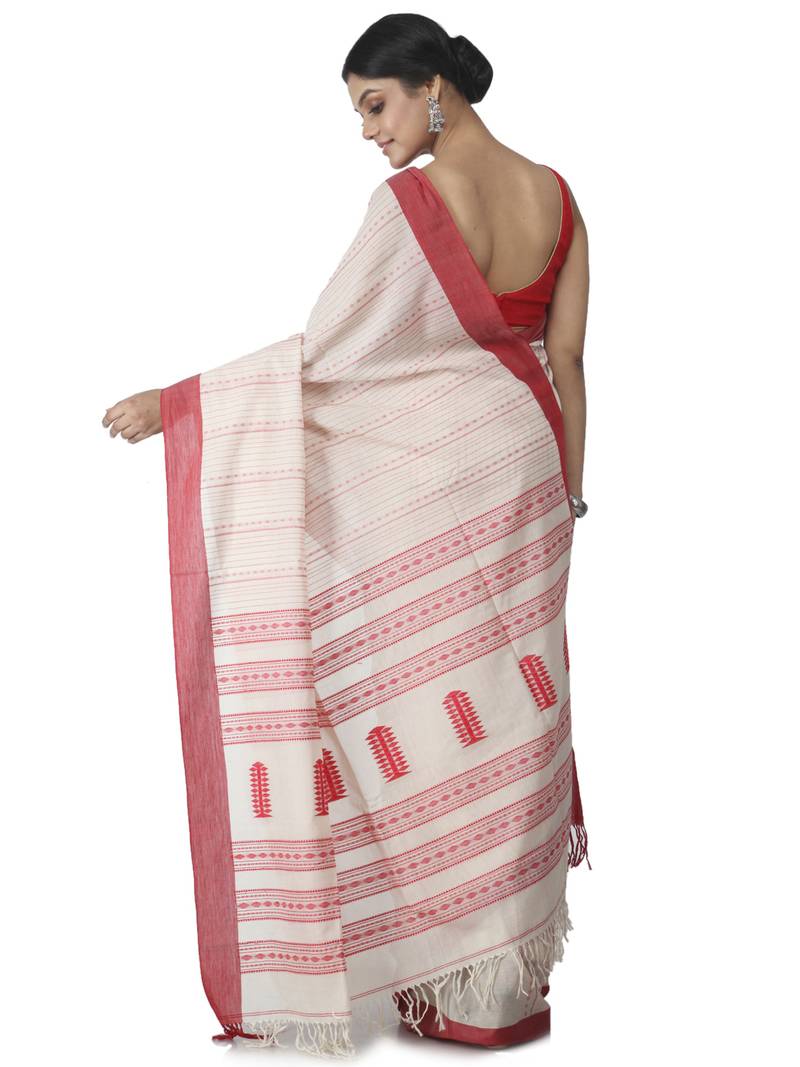 beige hand woven pure cotton handloom sarees