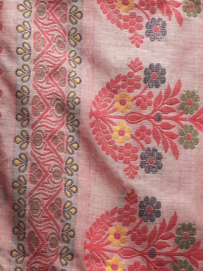 light red hand woven pure cotton handloom sarees