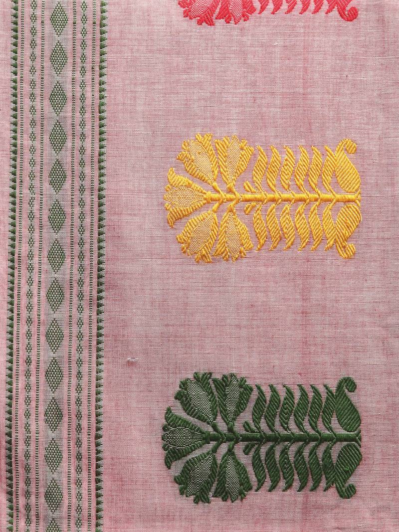 light red hand woven pure cotton handloom sarees