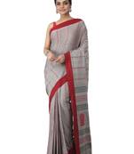 grey hand woven pure cotton handloom sarees