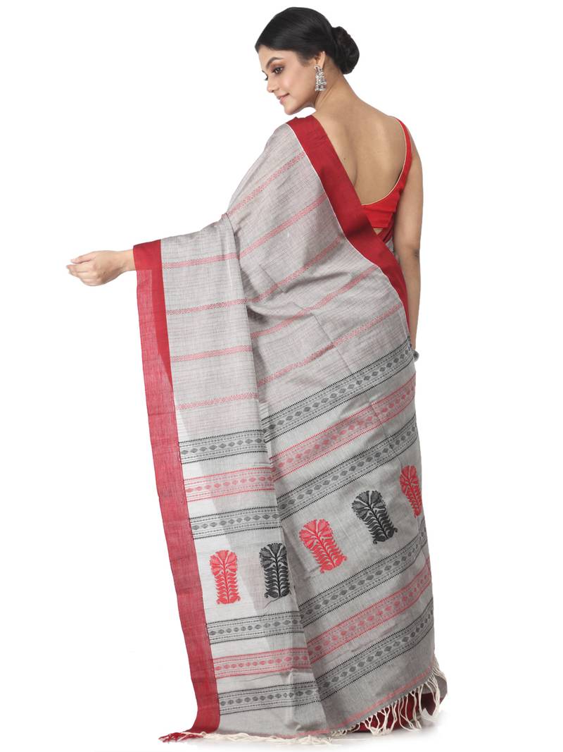 grey hand woven pure cotton handloom sarees