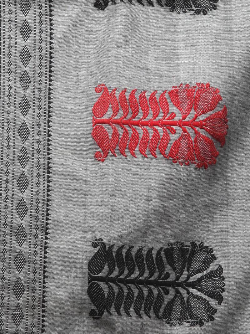 grey hand woven pure cotton handloom sarees