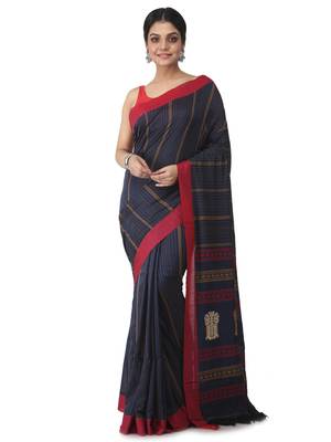 blue hand woven pure cotton handloom sarees 1