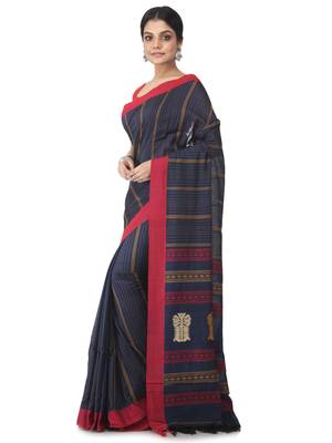 blue hand woven pure cotton handloom sarees 2