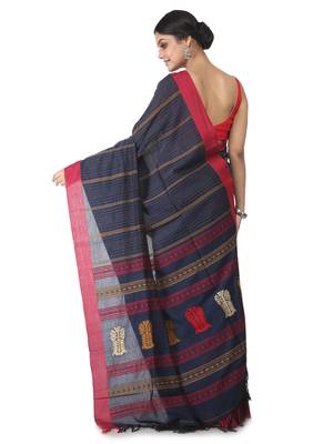 blue hand woven pure cotton handloom sarees 3