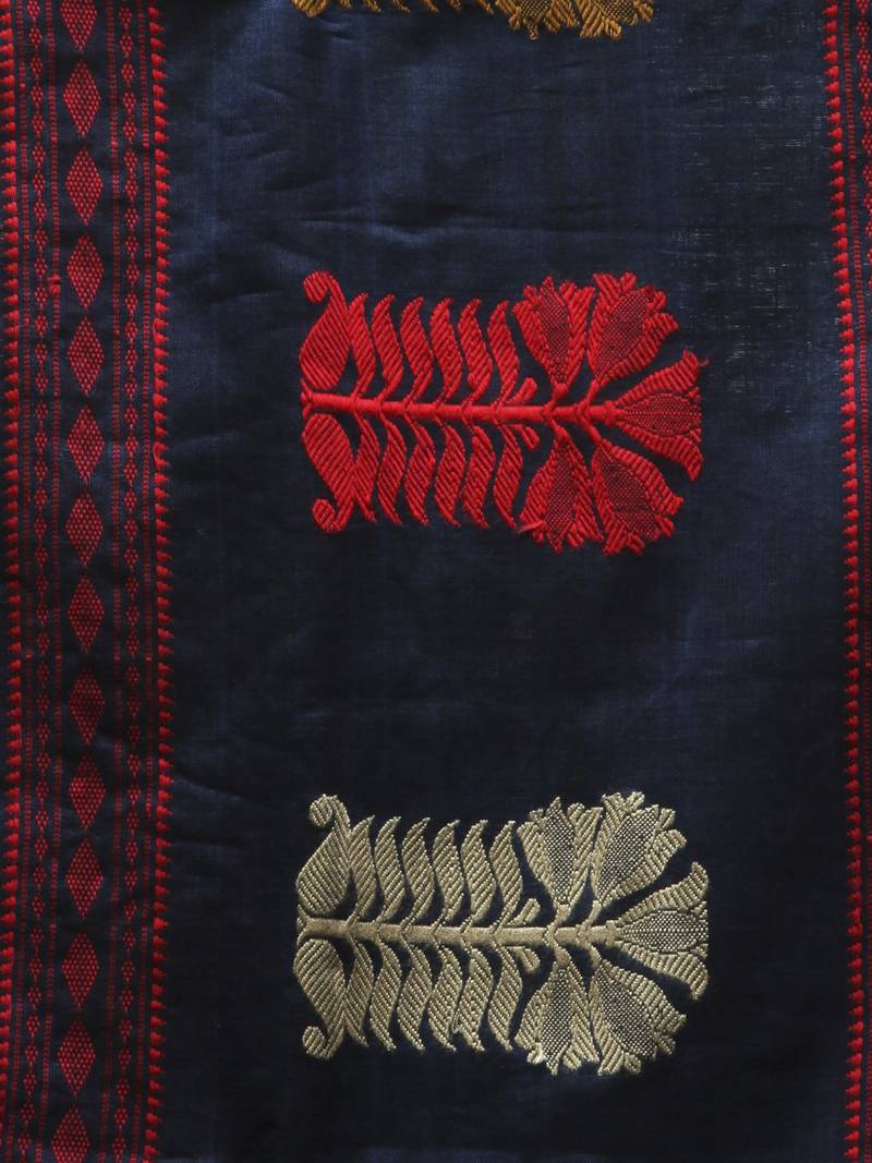 blue hand woven pure cotton handloom sarees