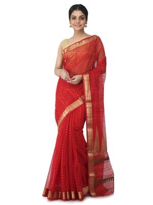 red hand woven cotton silk handloom sarees 1
