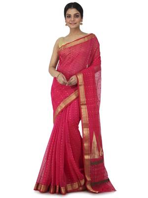 pink hand woven cotton silk handloom sarees 1