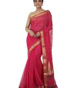 pink hand woven cotton silk handloom sarees