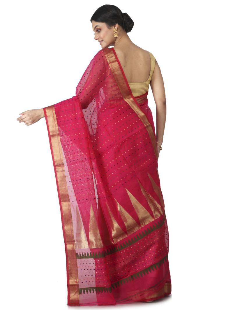 pink hand woven cotton silk handloom sarees