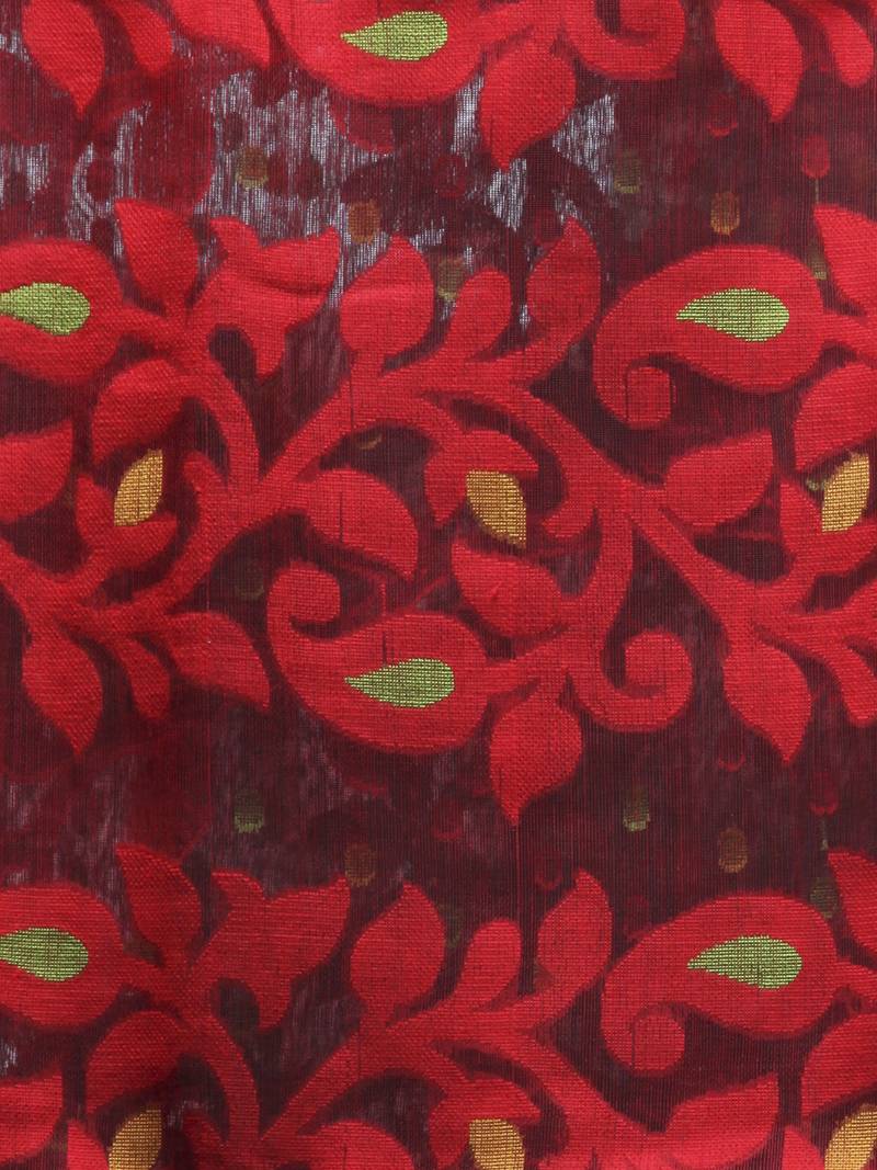 Black Hand Woven Cotton Jamdani Sarees Without Blouse