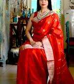 Red Silver Silk Saree
