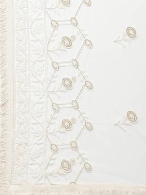 Sutram Net Lakhnavi Cream Embroidery Dupatta 2