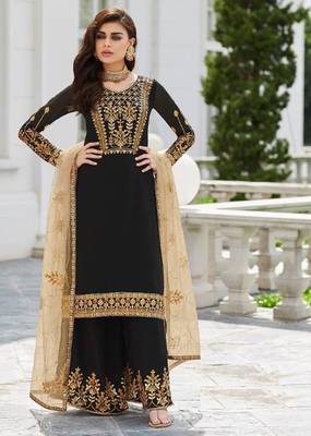 Black embroidered faux georgette salwar 1