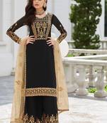 Black embroidered faux georgette salwar