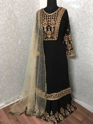 Black embroidered faux georgette salwar 2