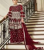 Maroon embroidered net salwar