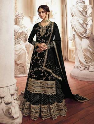 Black embroidered faux georgette salwar 1