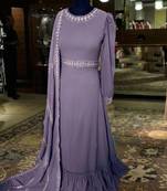 Light-purple embroidered faux georgette salwar