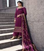 Dark-rani-pink embroidered satin salwar