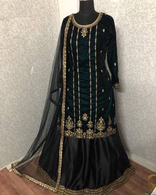 Black embroidered velvet salwar 2