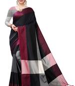 Black woven pure silk saree with blouse