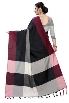 Black woven pure silk saree with blouse 2
