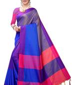 Royal blue woven pure silk saree with blouse