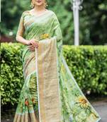 Multicolor embroidered organza saree with blouse