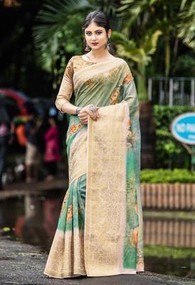 Multicolor embroidered organza saree with blouse 1