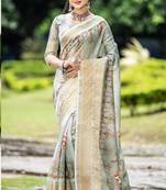 Multicolor embroidered organza saree with blouse