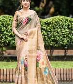 Multicolor embroidered organza saree with blouse