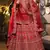 Red Thread Embroidered Mulberry Silk Semi Stitched Bridal Lehenga