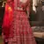 Red Thread Embroidered Mulberry Silk Semi Stitched Bridal Lehenga