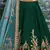 Dark-green embroidered silk semi stitched lehenga