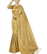 Golden woven kanchipuram silk saree with blouse